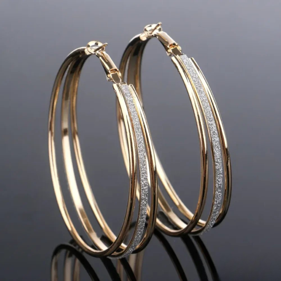 Vintage gold clear hoop earrings