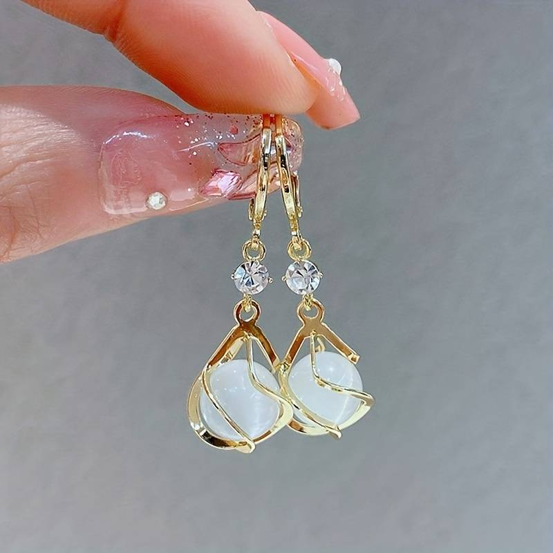 Vintage Wit Opal Dangling Gold Earrings
