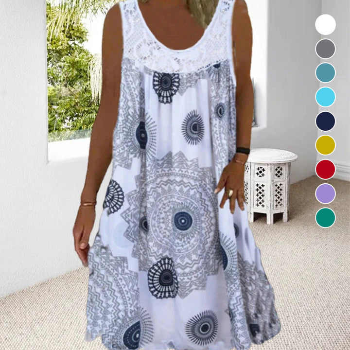 Saffron | Casual Sleeveless Dress With Print