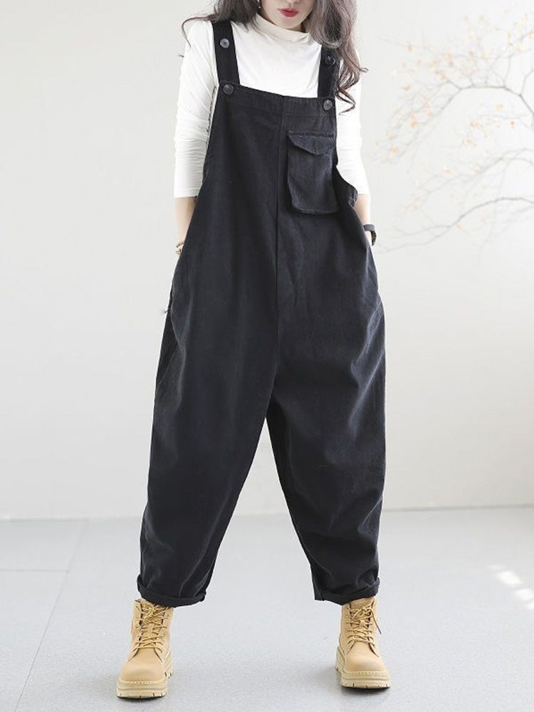 Women's Cotton Dungarees with Relaxed Fit