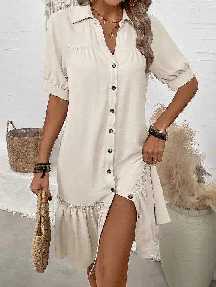 Aliyah – Button-Down Ruffle Hem Dress