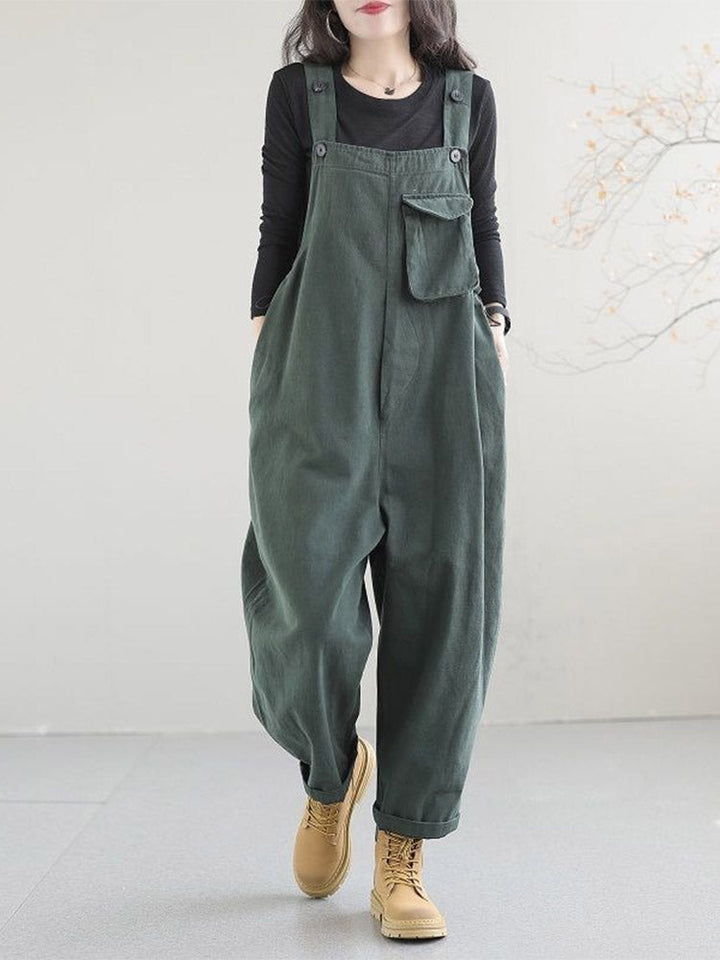 Women's Cotton Dungarees with Relaxed Fit