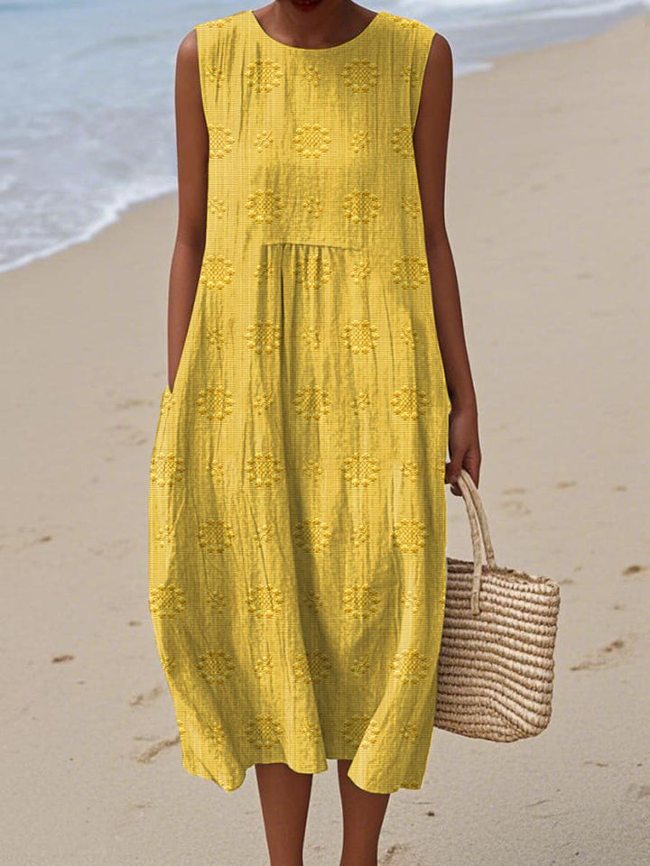 Aikaterini™ | Elegant Sleeveless Cotton Dress with Pockets