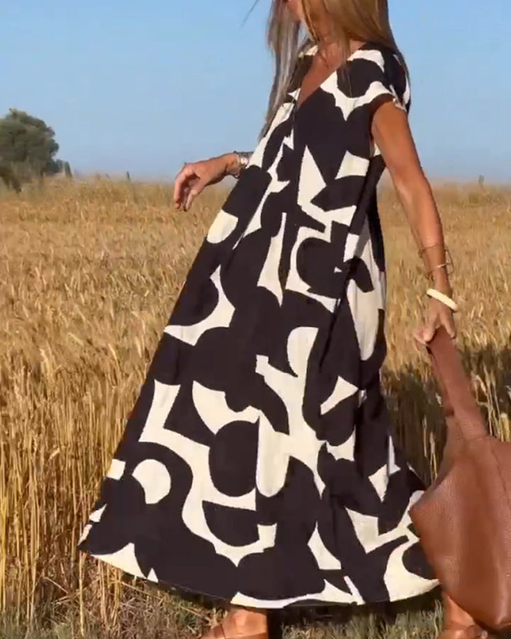 Stéphanie - Printed V-Neck Dress