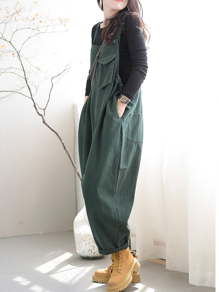 Women's Cotton Dungarees with Relaxed Fit