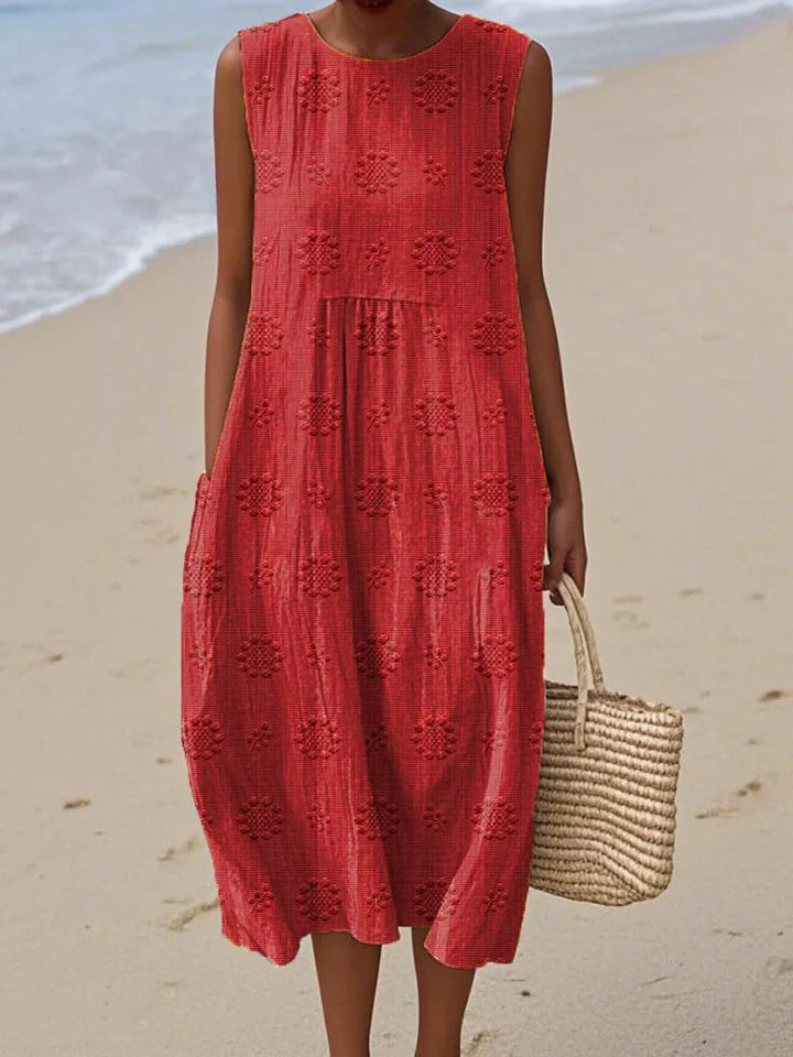 Aikaterini™ | Elegant Sleeveless Cotton Dress with Pockets