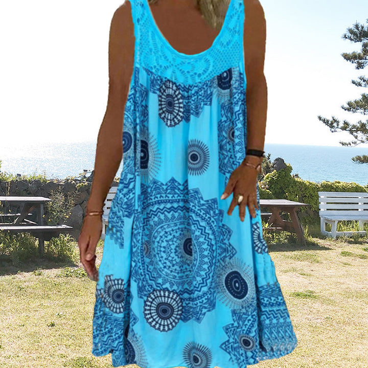 Saffron | Casual Sleeveless Dress With Print