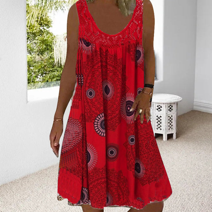 Saffron | Casual Sleeveless Dress With Print