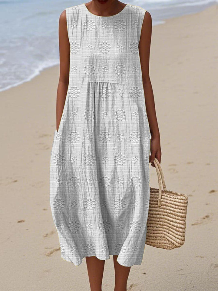 Aikaterini™ | Elegant Sleeveless Cotton Dress with Pockets