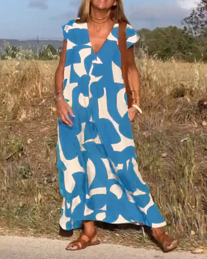 Stéphanie - Printed V-Neck Dress