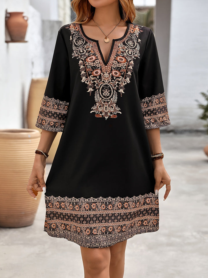 Selva – Straight dress with ethnic print