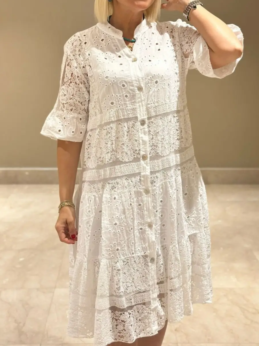 Tallulah | Dress with embroidery and button closure
