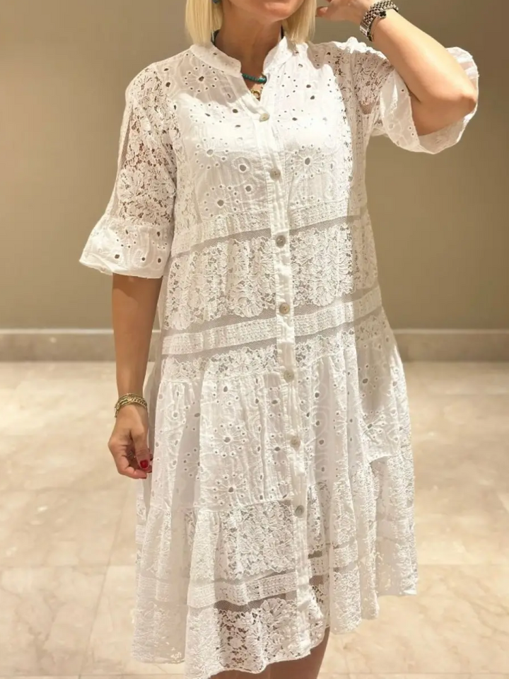 Tallulah | Dress with embroidery and button closure
