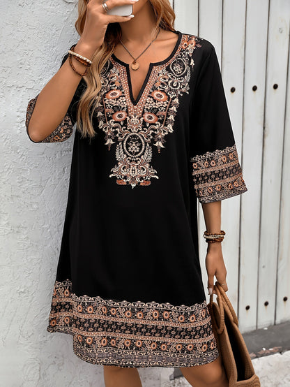 Selva – Straight dress with ethnic print