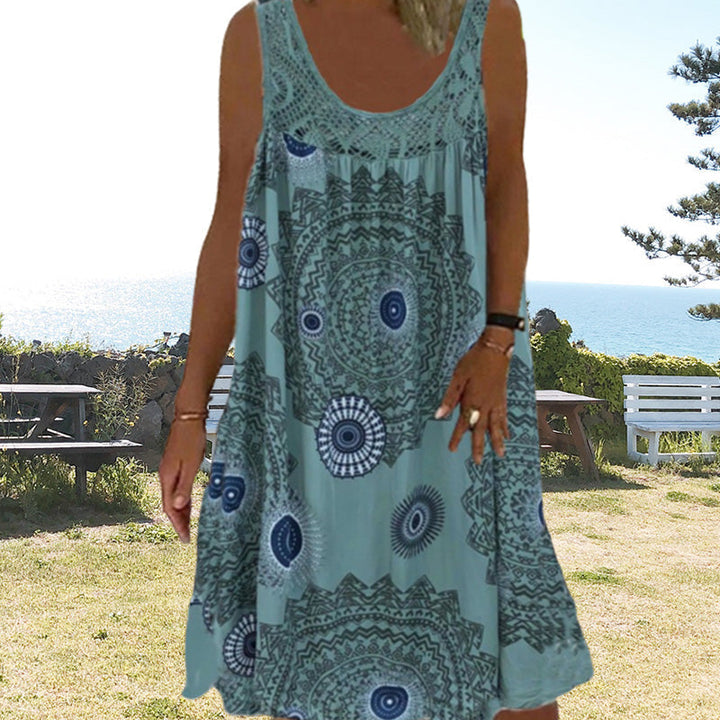 Saffron | Casual Sleeveless Dress With Print