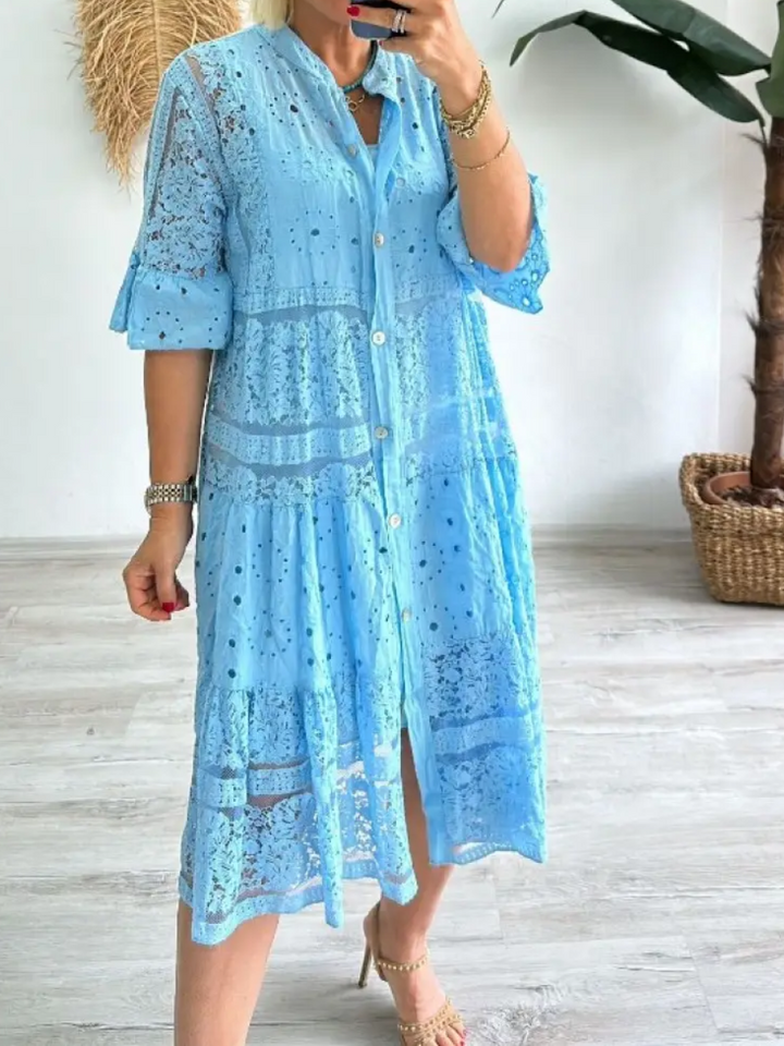 Tallulah | Dress with embroidery and button closure