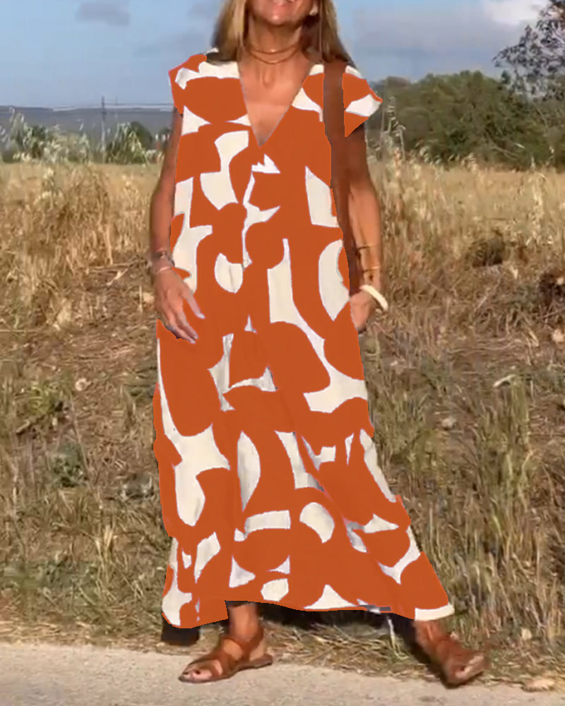 Stéphanie - Printed V-Neck Dress