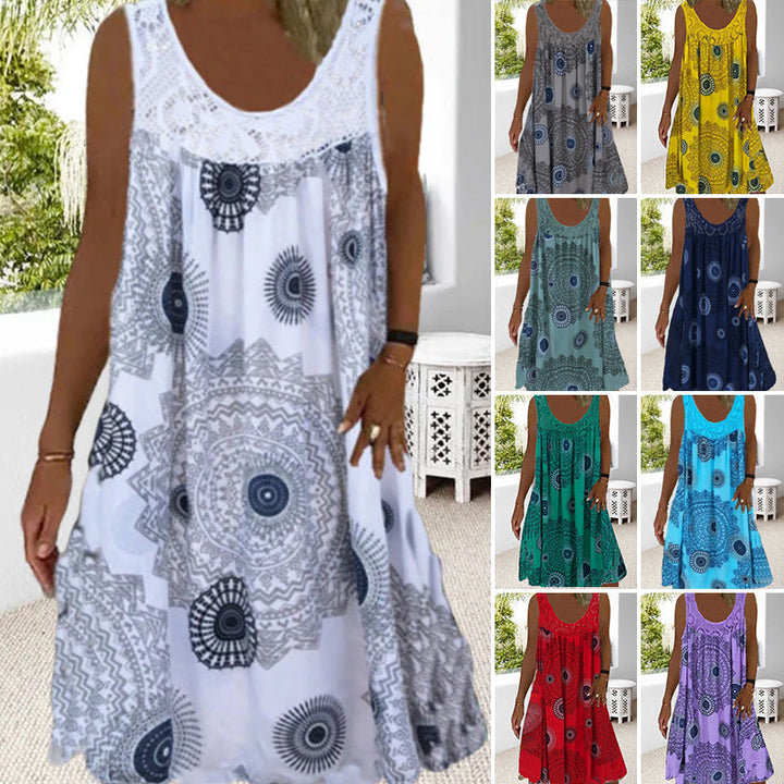 Saffron | Casual Sleeveless Dress With Print