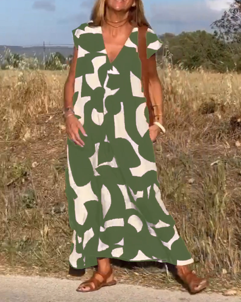 Stéphanie - Printed V-Neck Dress