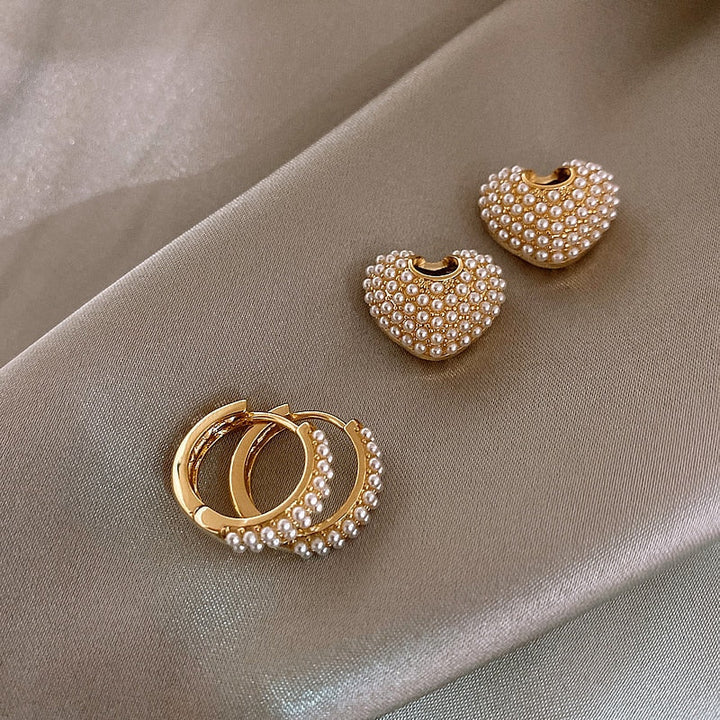 Yuli heart pearl earrings