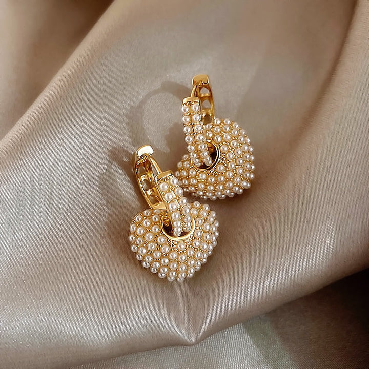 Yuli heart pearl earrings