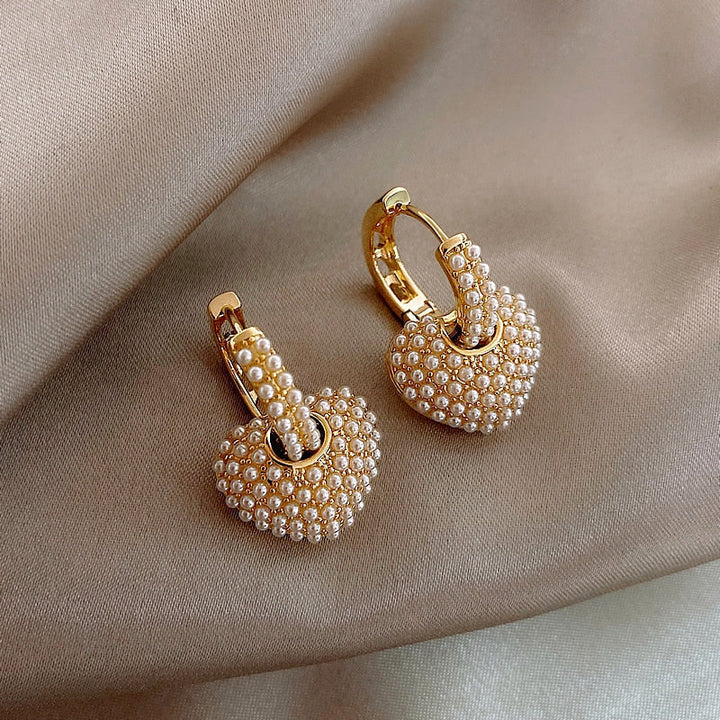 Yuli heart pearl earrings