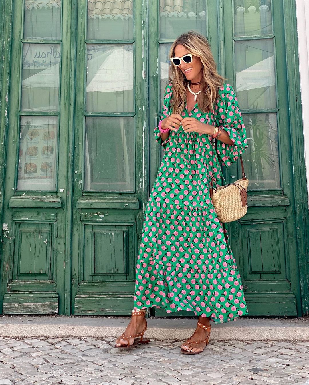 Elisa™ Boho Maxi Dress with Puff Sleeves