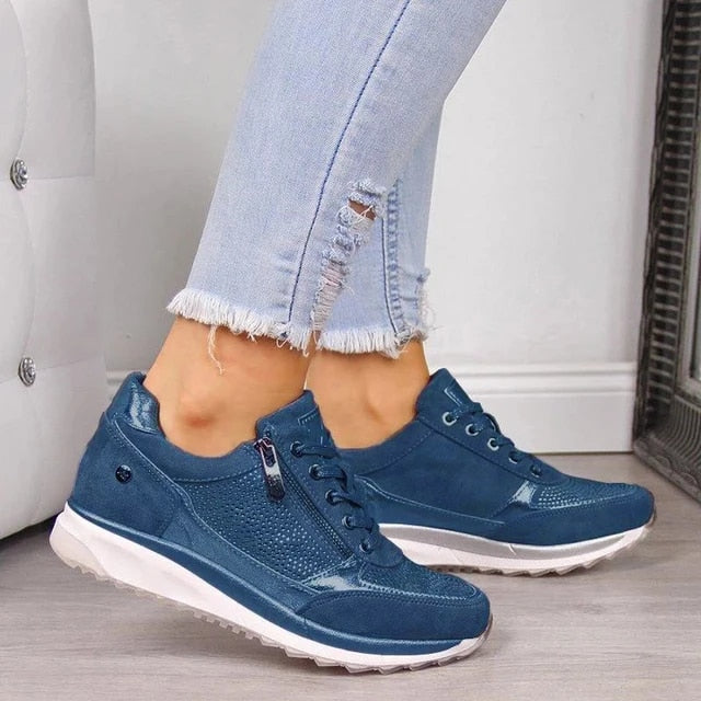 Marigold | Textured Panel Casual Walking Sneakers