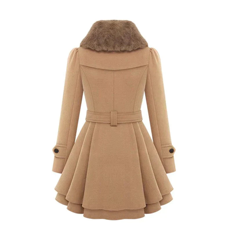 Yena | Stylish Trench Coat with Fur