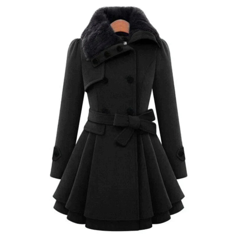 Yena | Stylish Trench Coat with Fur