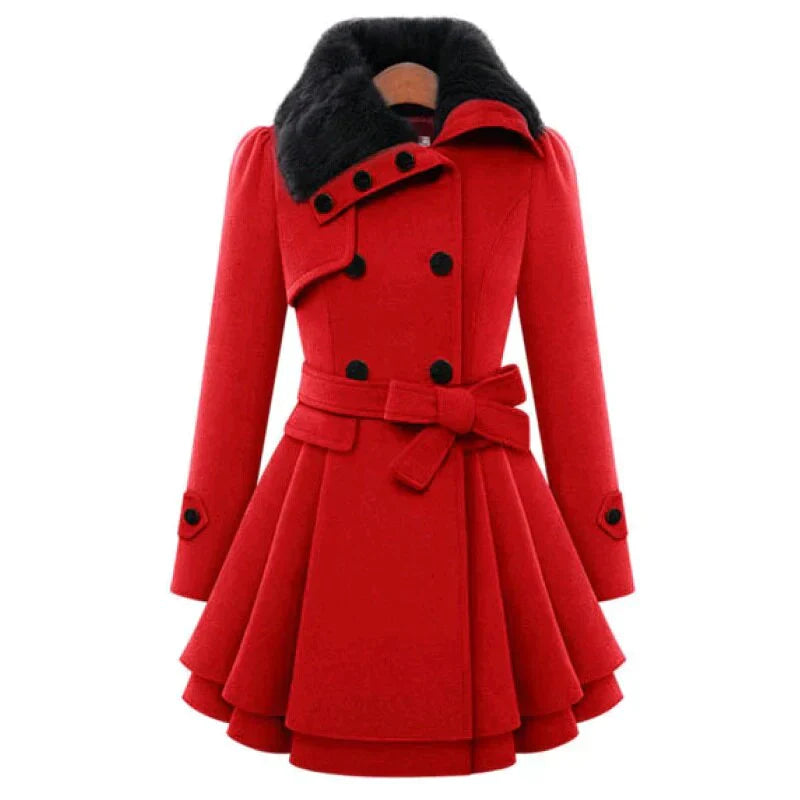 Yena | Stylish Trench Coat with Fur