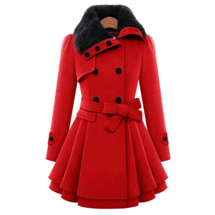 Yena | Stylish Trench Coat with Fur