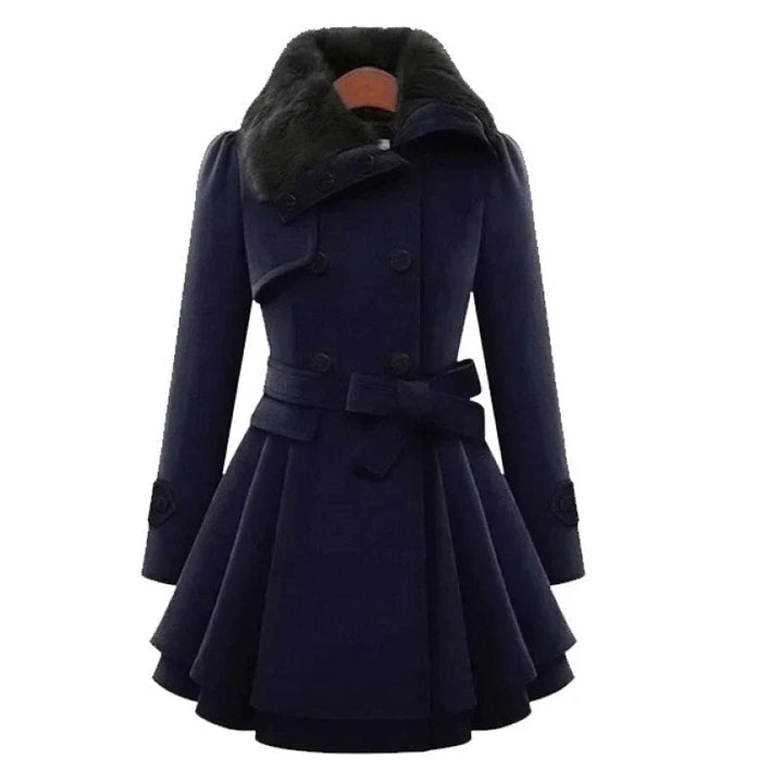 Yena | Stylish Trench Coat with Fur
