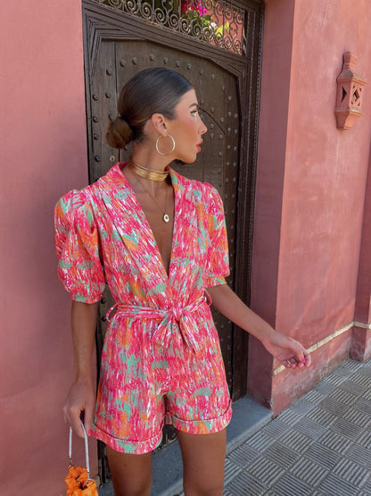 Polly – Abstract Belted Playsuit