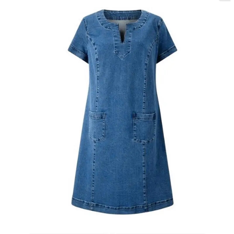 Zandra™ | Stylish Denim Dress with Tummy Coverage