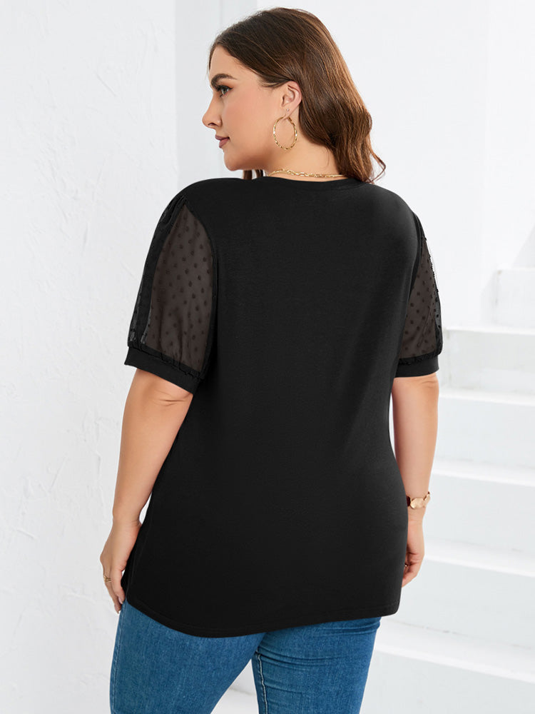 Nema – Textured Sleeve V-Neck Top
