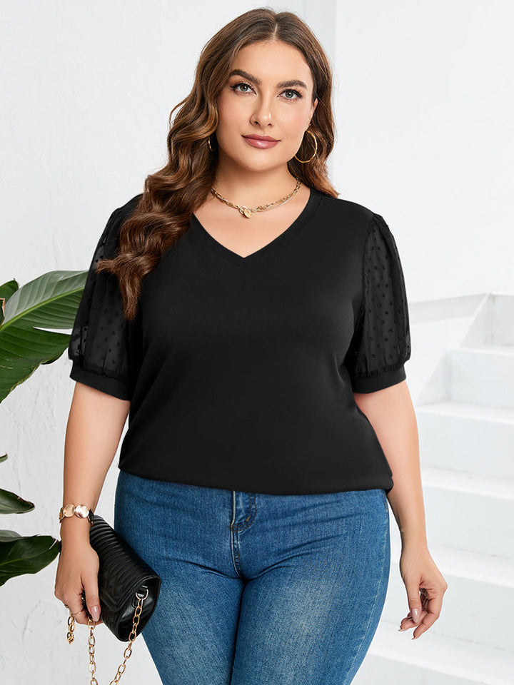 Nema – Textured Sleeve V-Neck Top