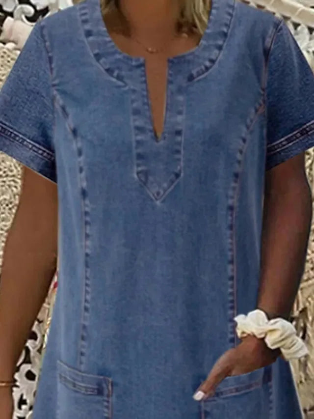 Zandra™ | Stylish Denim Dress with Tummy Coverage