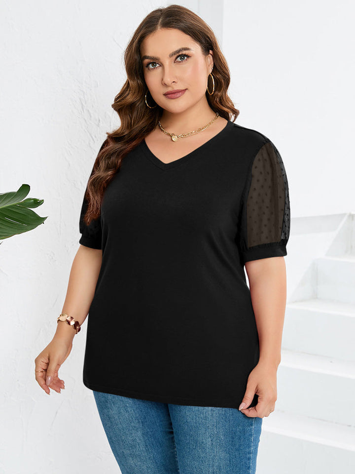 Nema – Textured Sleeve V-Neck Top