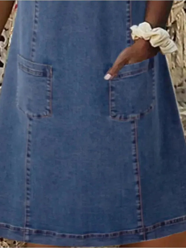 Zandra™ | Stylish Denim Dress with Tummy Coverage