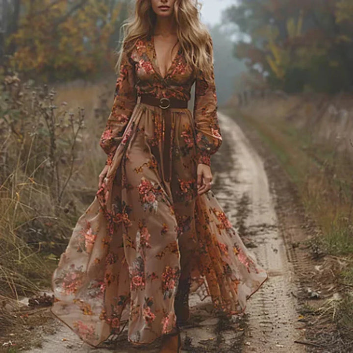 Calista | Boho Floral Flowing Fit Maxi Dress