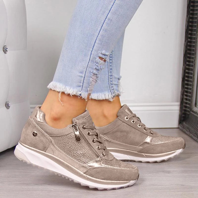 Marigold | Textured Panel Casual Walking Sneakers