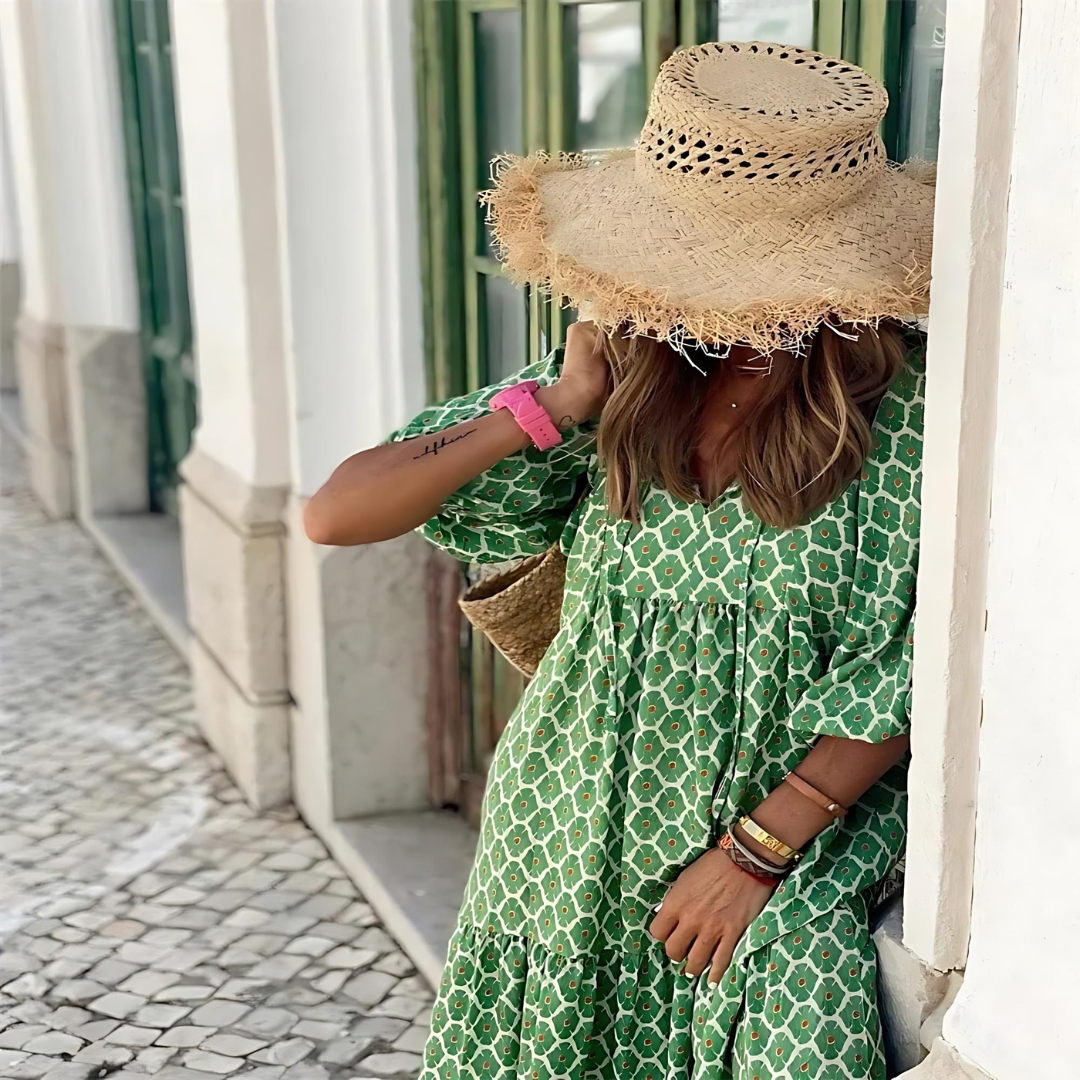 Elisa™ Boho Maxi Dress with Puff Sleeves