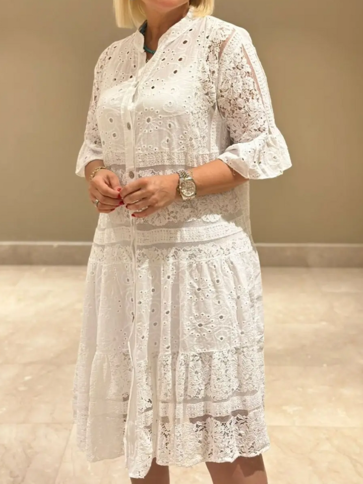 Tallulah | Dress with embroidery and button closure