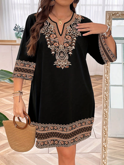 Selva – Straight dress with ethnic print