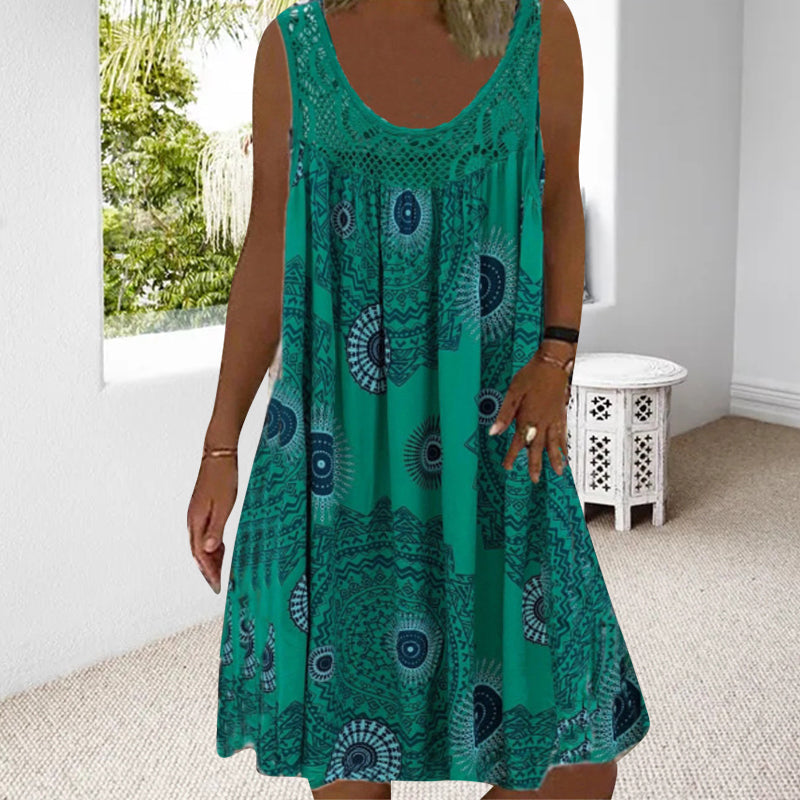 Saffron | Casual Sleeveless Dress With Print