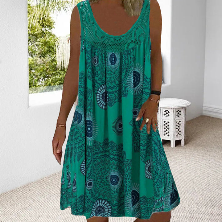 Saffron | Casual Sleeveless Dress With Print