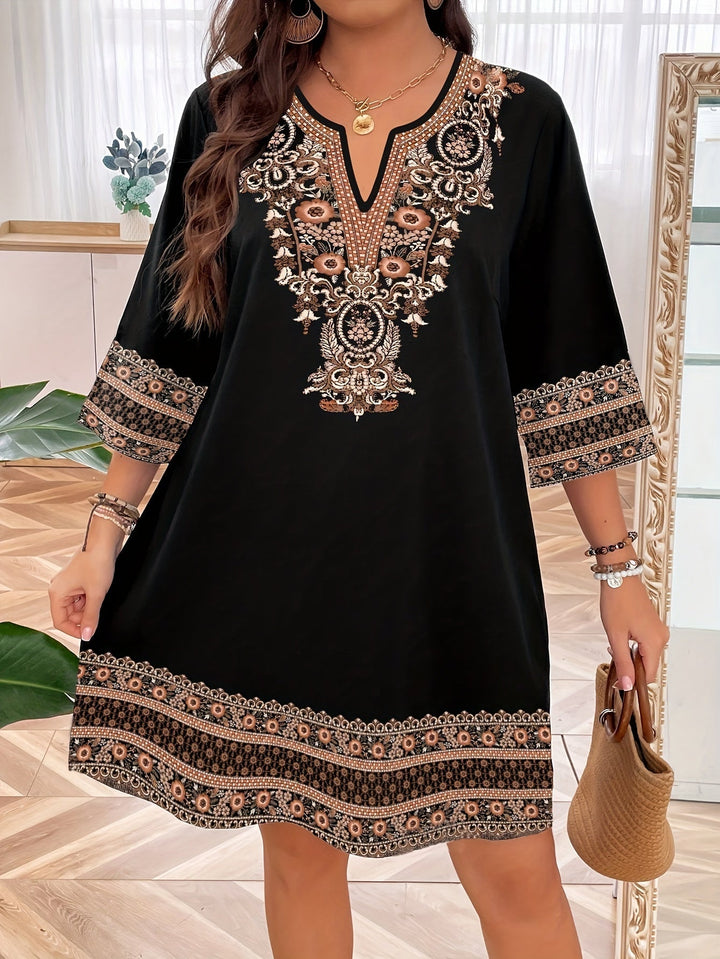 Selva – Straight dress with ethnic print