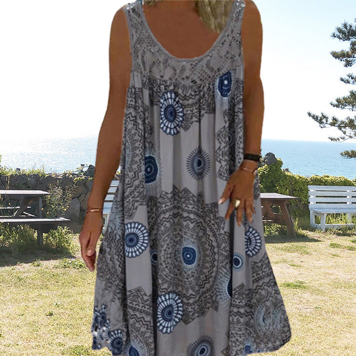 Saffron | Casual Sleeveless Dress With Print