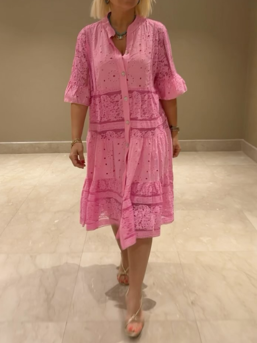 Tallulah | Dress with embroidery and button closure